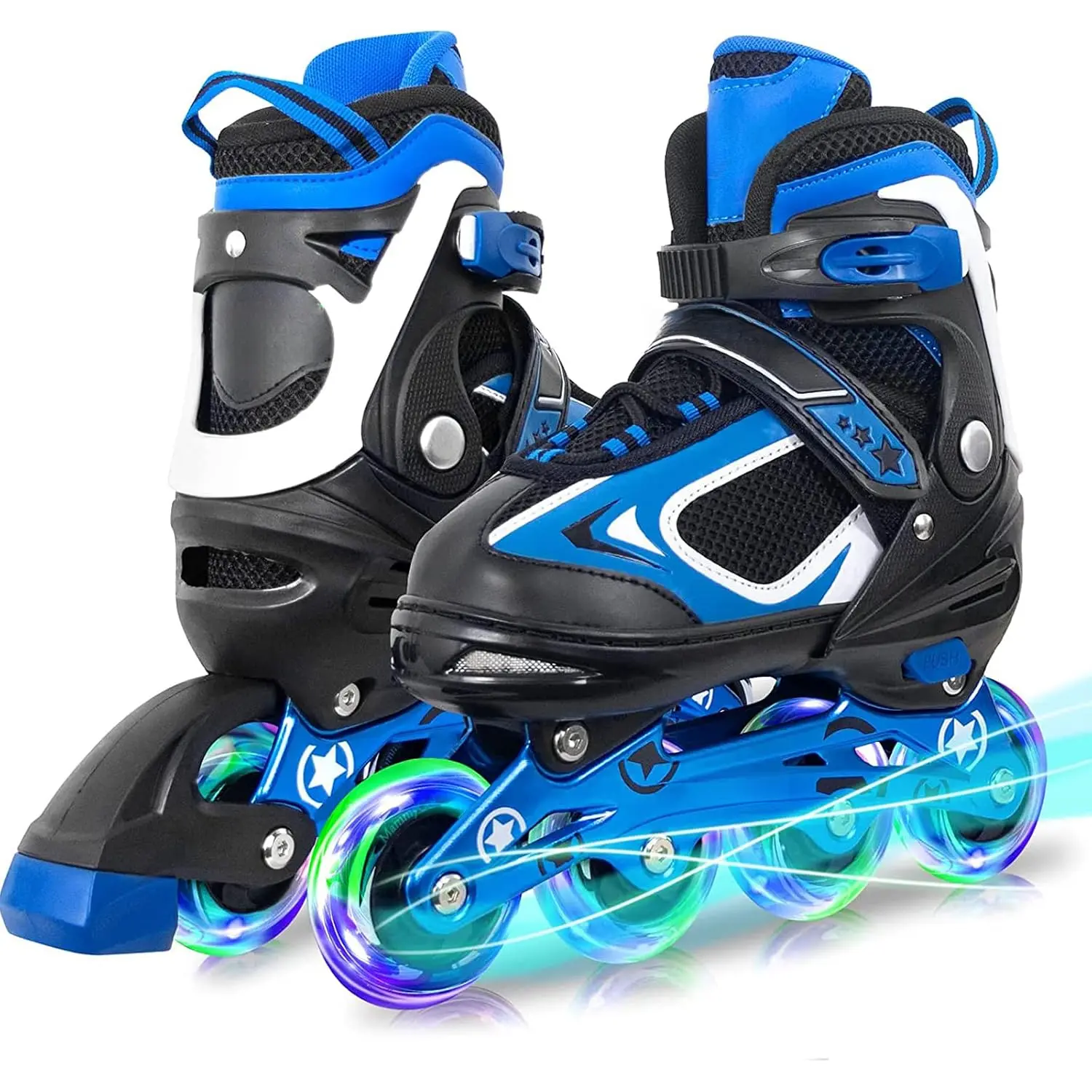 Kids Adjustable Inline Roller Skates with Light-Up Wheels, Roller Blades for Boys Girls Youth 4-16 Years Old, Smooth Rolling Outdoor Recreation Skates for Beginners