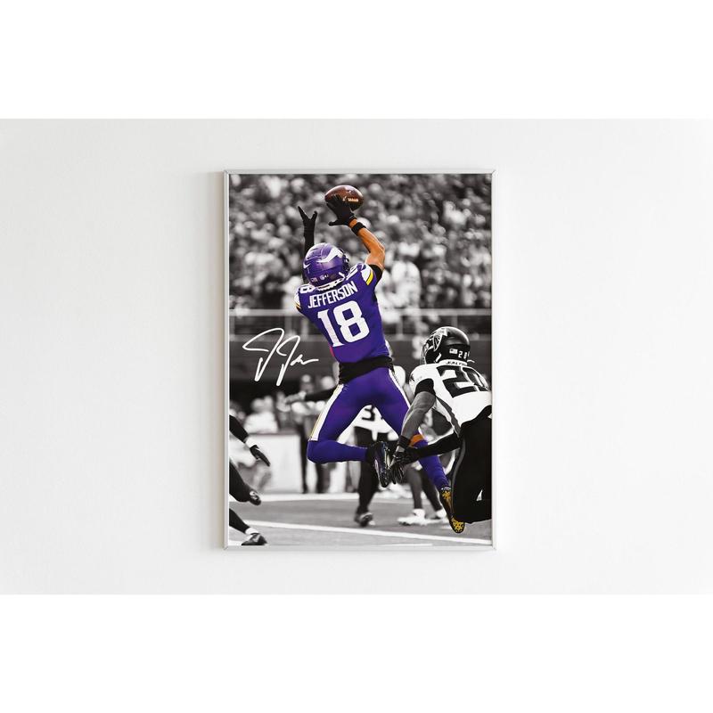 Justin Jefferson Poster, Minnesota, Bedroom Decor, Wall Art, Home Decor, Sports Poster, Gift For Fan (no Frame)