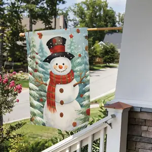 Snowman Pattern Garden Flag, 1 Count Christmas Themed Double Sided Garden Flag without Rack, Outdoor Decoration for Yard Garden Patio  Lawn