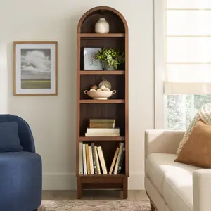 Narrow Arch Bookcase, Walnut Finish