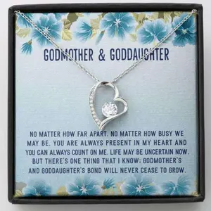 Godmother Necklace, Goddaughter Necklace, Godmother & Goddaughter Gift Necklace, Mother’S Day, Birthday Gift, Jewelry Message Card, Necklace Gifts For Birthday, Anniversary, Christmas Day, Thanksgiving