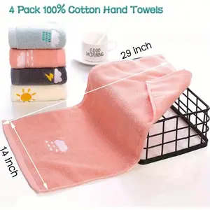 Set of 4 Bathroom Hand Towels,13.39x29inch,Absorbent Towel,Soft Cotton Washcloth,Lightweight Hand Towels for Bath,Bathroom, Kitchen