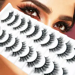Professional Stage False Eyelashes, Handmade Dense Fluffy Hair, Synthetic, Natural Growth Look, Realistic, Strong Support, Non-Collapsing, 10 Pairs