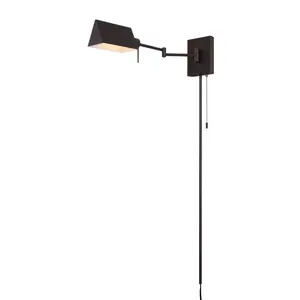 JONATHAN Y Arlo Farmhouse Industrial Single Swing Arm Plug-In or Hardwired Iron LED Wall Sconce with Pull-Chain