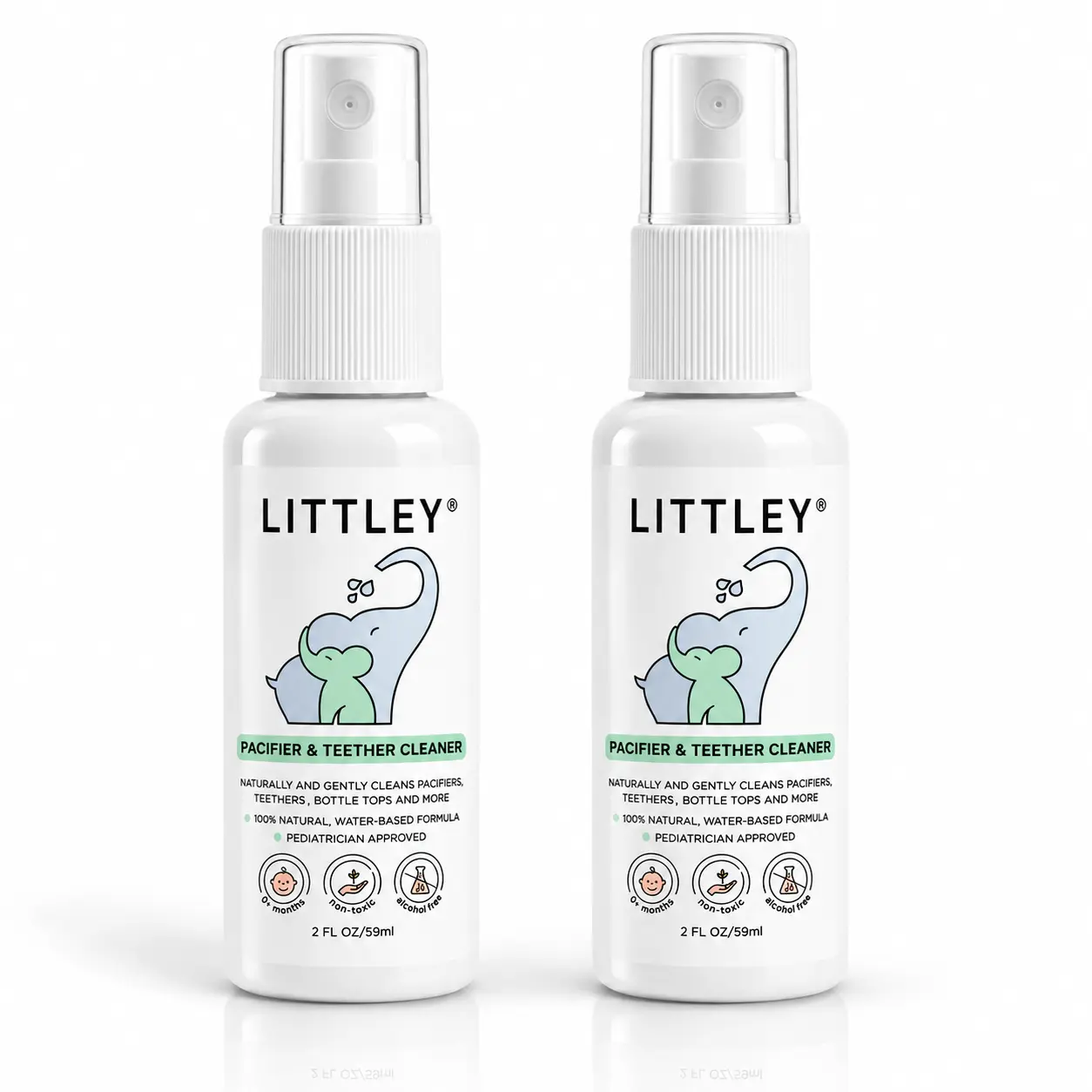 Littley pacifier & teether cleaner 2 pack | 2oz travel spray bottles -- alcohol-free baby cleaning spray Littley pacifier & teether cleaner 2 pack | 2oz travel spray bottles -- alcohol-free baby cleaning spray