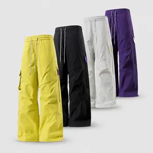 4Pack Men's Outdoor Cargo Wide Leg Pants, Elastic Drawstring Waist Colorful Zipper Trousers, Streetwear Casual Pants | 1/2/3/4-pacs