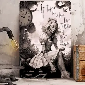 Alice in Wonderland Pattern Vintage Plaque, Creative Wall Art, Wall Decor, Room Decor, Home Decor, Restaurant Decor, Decoration, Living Room, Design