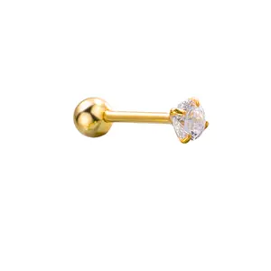 "Mini Spark" 14K Yellow Plated Sterling Silver Ball Back Nap Earring