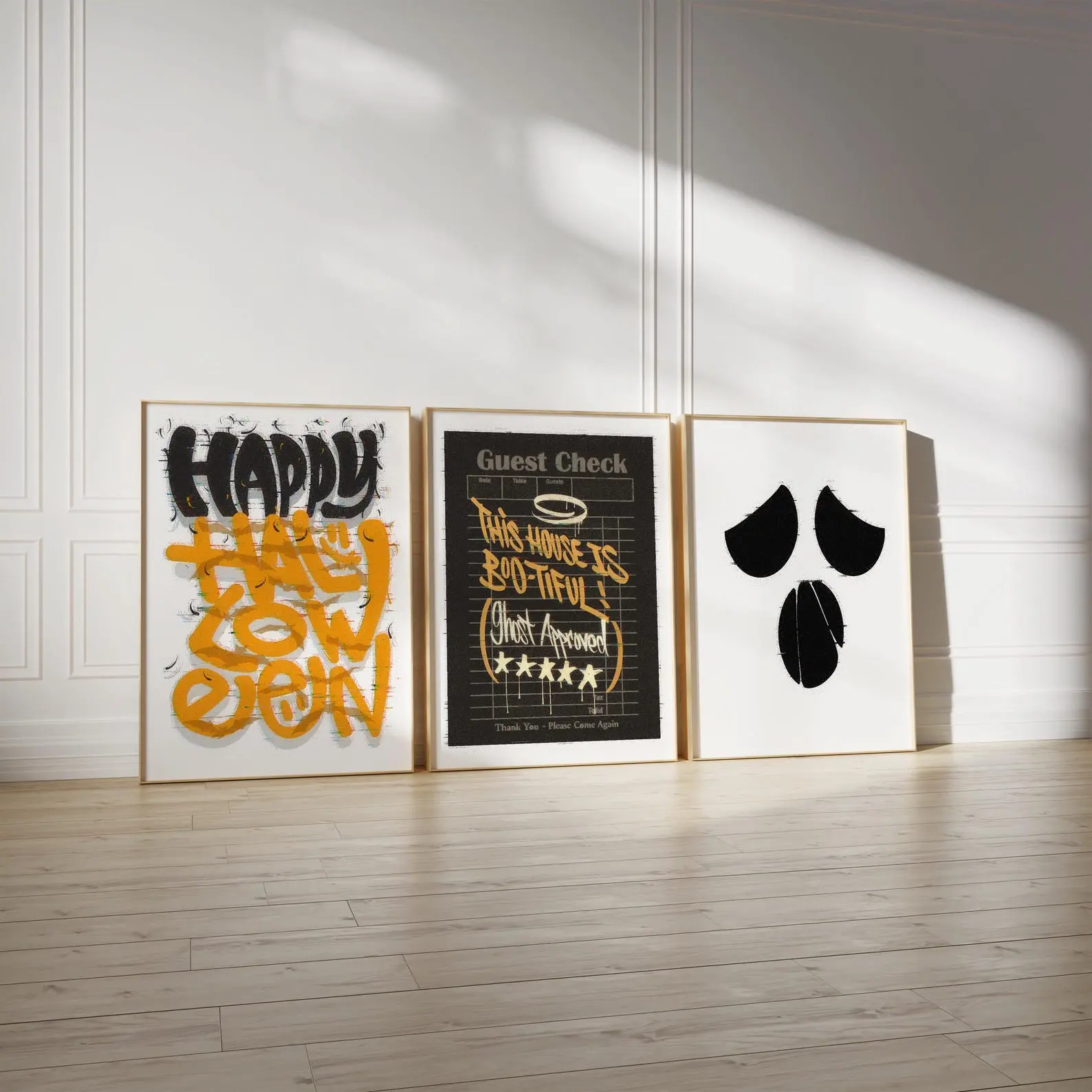 Halloween Poster Set of 3, Printable Wall Art for Spooky Season & Haunted House Décor