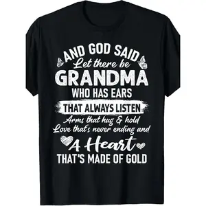 Plus Size - Plus Size - Plus Size, Women'S Oversized Grandma Quote T-Shirt - "God Said to Have a Grandma" Inspirational Grandma Appreciation Gift with Golden Heart Design - Soft Breathable, Grandma T Shirt, Grandma Gifts, Grandma Shirts