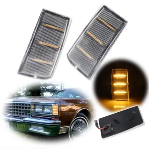 2pcs Clear Amber LED Side Marker lamps Lights For 1981 1982 1983 1984 1985 Chevy Impala / Caprice & Pontiac,Replace OEM 915436, 915435