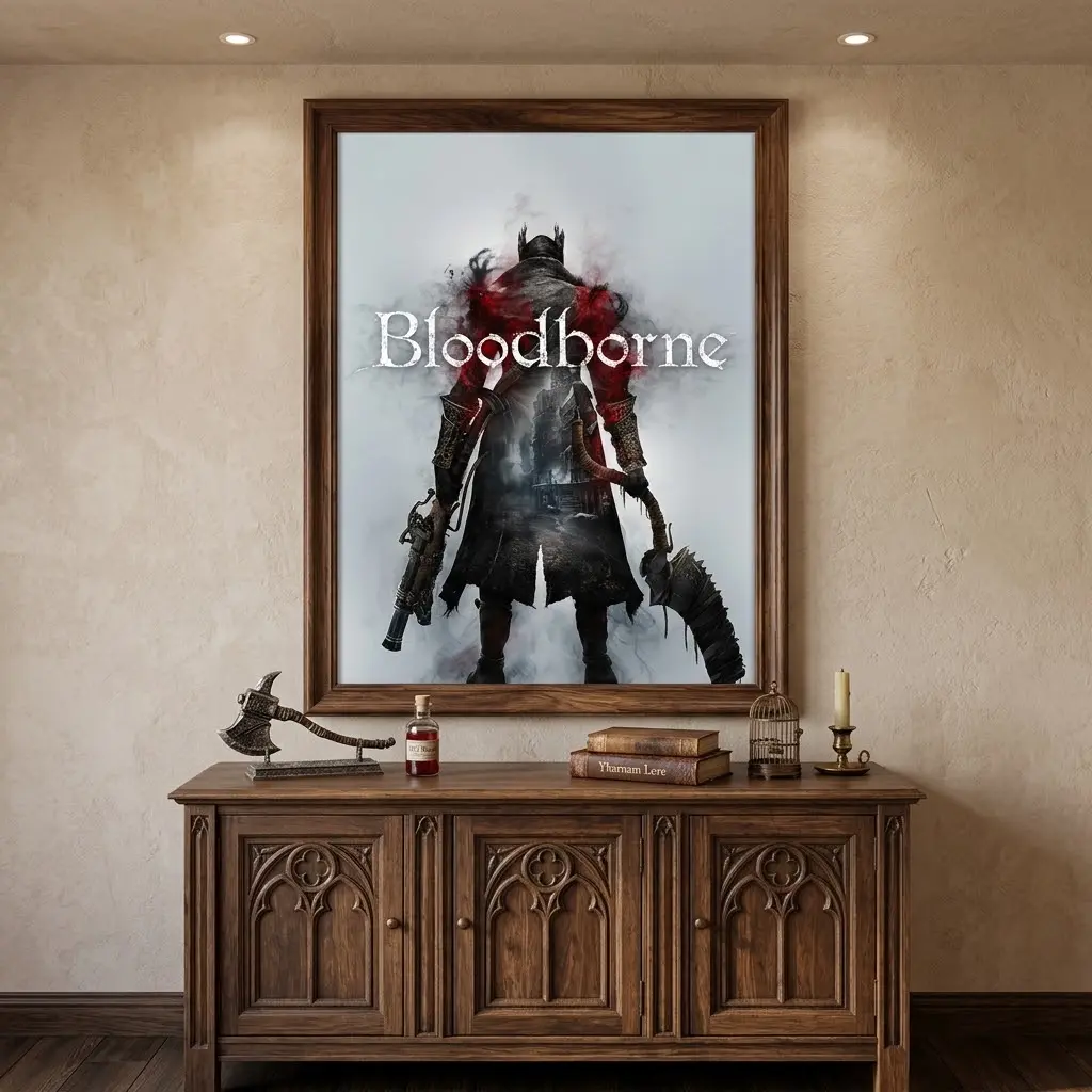 Bloodborne Inspired Poster No Frame, Gothic Horror Game Wall Art, Dark Fantasy Print, Victorian Nightmare Decor, Gamer Room Artwork