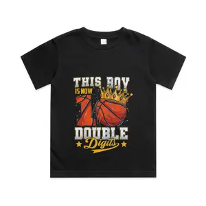 This Boy Double Digits Ten Basketball 10 Year Old Birthday Cotton T-shirt, Graphic Print Round Neck Short Sleeve Casual Tee for Boys Girls Crew Neck Sweatshirt