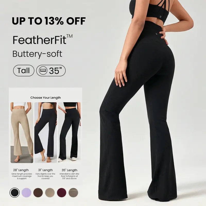 GLOWMODE 35" FeatherFit Go Groove Ultra Long Flare Leggings Low Impact Yoga Pilates Studio Daily Casual Wear TikTokShopBlackFriday