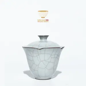 [Master Wang Yunlong's Guan Kiln  Lotus Gaiwan] Crackle Glaze Kung Fu Tea Bowl｜Handcrafted Collector's Choice