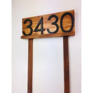 Benson lawn address sign with stakes, yard address plaque for house entryway, modern house numbers for outside, large personalized addresss