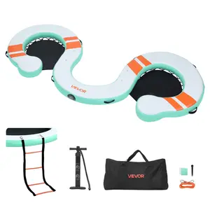 VEVOR Inflatable Floating Dock, 15x 6 FT Inflatable Dock Platform, Non-Slip Water Air Mat with Portable Carrying Bag and Detachable Ladder, Floating Water Platform Island Raft for Pool Beach Ocean
