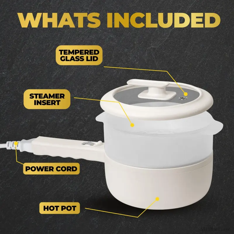 Multifunctional Electric Cooker, Small Hot Pot with Ceramic Nonstick Coating, Includes Lid and Steamer Insert for Sautéing, Multifunctional Cooker, Compact, Mini