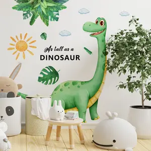 Set of 3 Animal Dinosaur Leaf Sun Wall Stickers Wall Decal Self-Adhesive Decorative Background Decor Bm2062, Kids Room Decoration, Easy Peel & Stick