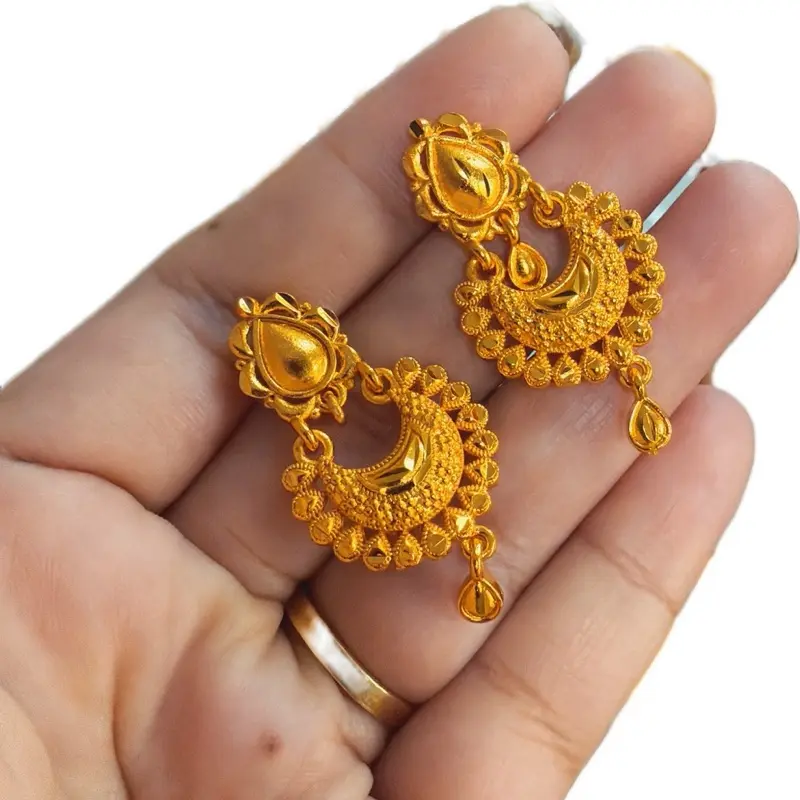 Women's Gold Tone Dangle Earring Sets - Traditional Geometric Flower & Bell Shape, Fragrance-Free Costume Jewelry Accessories for Parties