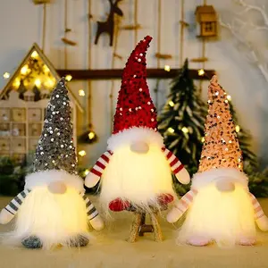 3pcs Christmas Gnomes Plush with Light, Handmade Swedish Santa Gnomes Plush, Cute Gnome Suitable for Room, Office, Gnomes Figurine Indoor