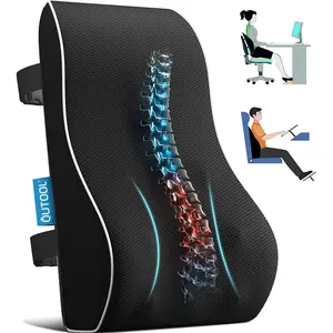 【Summer Pick】QUTOOL Lumbar Support Pillow for Chair, 1 Count Full Back Support for Ofiice, Car, Gaming Chair, Recliner, Memory Foam Back Cushion with 3D Mesh Cover and Double Adjustable Straps, Mother's Day Gifts, Office Essential