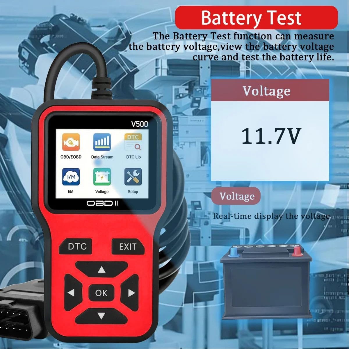 VTECH OBD2 Scanner Diagnostic Tool, check engine light Code Reader, DTC Lockup, Spark plugs check, O2 Sensor, EVAP System Test, Vehicle Info VTECH OBD2 Scanner Diagnostic Tool, check engine light Code Reader, DTC Lockup, Spark plugs check, O2 Sensor, EVAP System Test, Vehicle Info