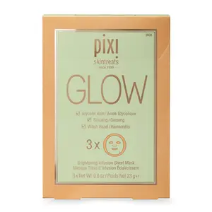 Pixi GLOW Sheet Mask - Gentle Exfoliating Sheet Mask, Pack of 3