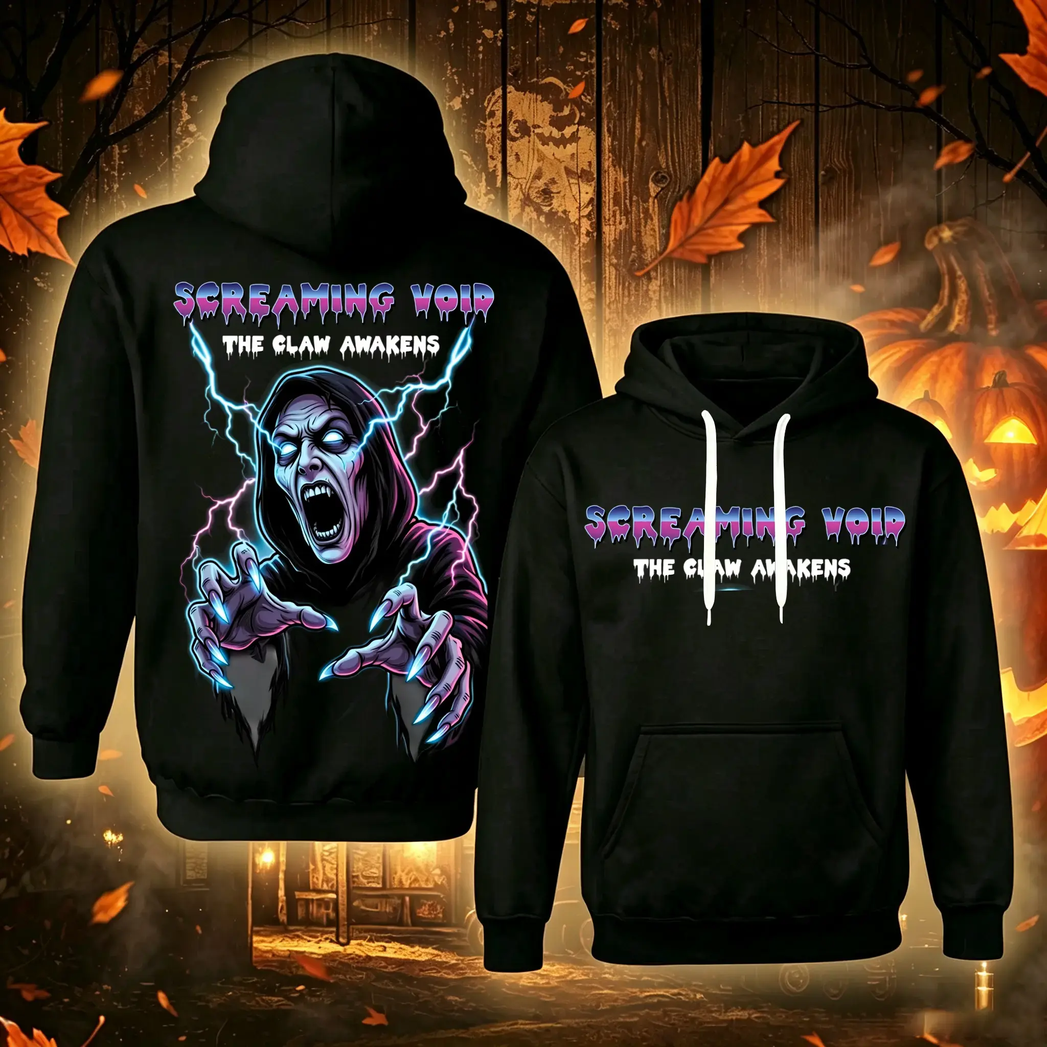 Vintage Horror Movie Icons Hoodies | Bright Neon Gothic Hoodie Designs | Halloween Sweatshirts, Pastel Goth Apparel, Horror Fan Gift Hoodies