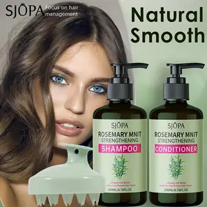SJOPA Natural Smooth Rosemary Mint Strengthening Shampoo & Conditioner Set for Full Cleanses Strengthens Brittle Dry Damaged Hair Voluminous Formula 200ml Each Organic  Vera Hair Mask shampoo  shampoo