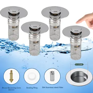 Dazone Bathroom Sink Stopper for 1.1-1.3in Hole Stainless Steel Pop-Up Bathroom Sink Drain Strainer With Removable Filter Basket