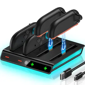 4 in 1 Controller Charging Dock for Switch 2 Joy-Cons,Fast Charging Joy-Con Charger Station with LED Indicator,Organized Storage Stand for Switch 2 Accessories