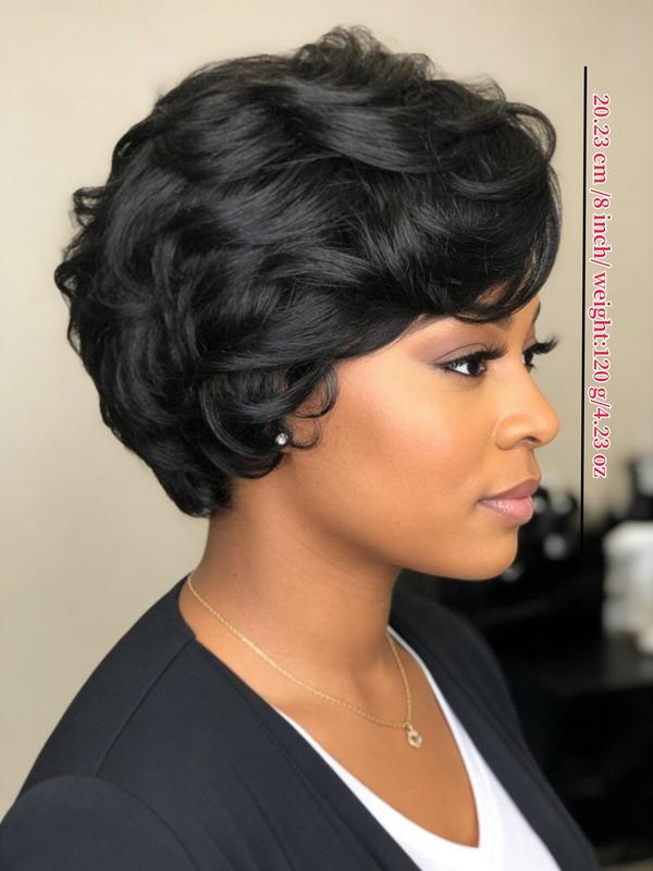13x4 Lace Front Wigs Human Hair Pixie Cut Wig, Pre Plucked 8 Inch Short Body Wave Bob for Women, Glueless Curly Wig, Curly Short Wigs for Stylish Looks
