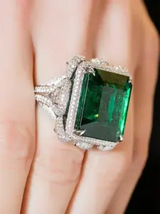 Luxury Sparky Artificial Zircon Decorated Ring, Gorgeous Decor Ring, Elegant Exaggerated Ring, Fashion Accessories for Women, Wedding Accessories, Artificial Zircon Rings