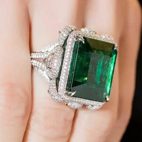 Luxury Sparky Artificial Zircon Decorated Ring, Gorgeous Decor Ring, Elegant Exaggerated Ring, Fashion Accessories for Women, Wedding Accessories, Artificial Zircon Rings, Jewelry Ring, Synthetic Zircon Rings, Beautiful Rings
