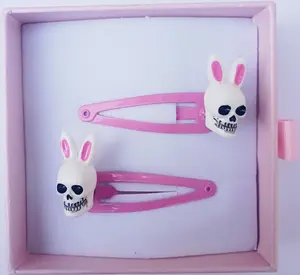 Skull Bunny Magnetic Hair Clips