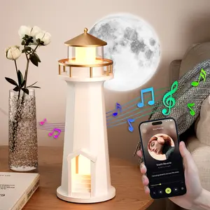 Lighthouse Moon Projection Lamp with Music Rhythm Lights, Music Sync Lights, Wireless Speaker, Phone Charging, Night Light, Home Decor, Holiday Atmosphere Gift