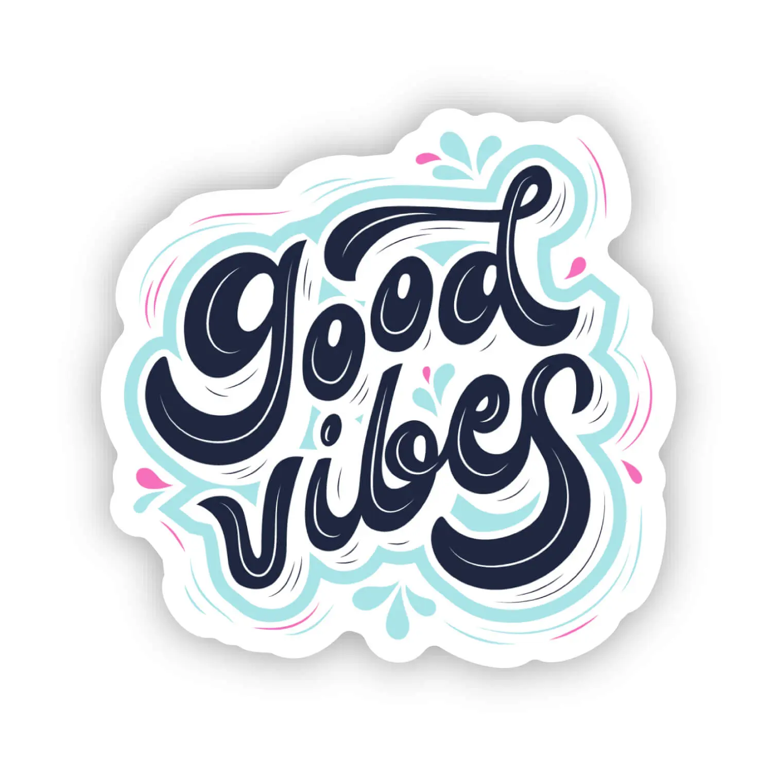 Retro Motivational Cricut Stickers - Good Vibes 2.0" x 1.9" Die Cut