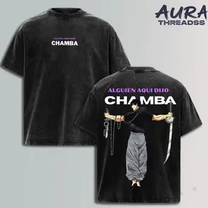 Toji Fushiguro Anime Graphic T-Shirt - Alguien Aqui Dijo Chamba Vintage Acid Wash Oversized Tee, Premium Heavyweight Cotton Streetwear, Retro Jujutsu Inspired Apparel for Men & Women CKN
