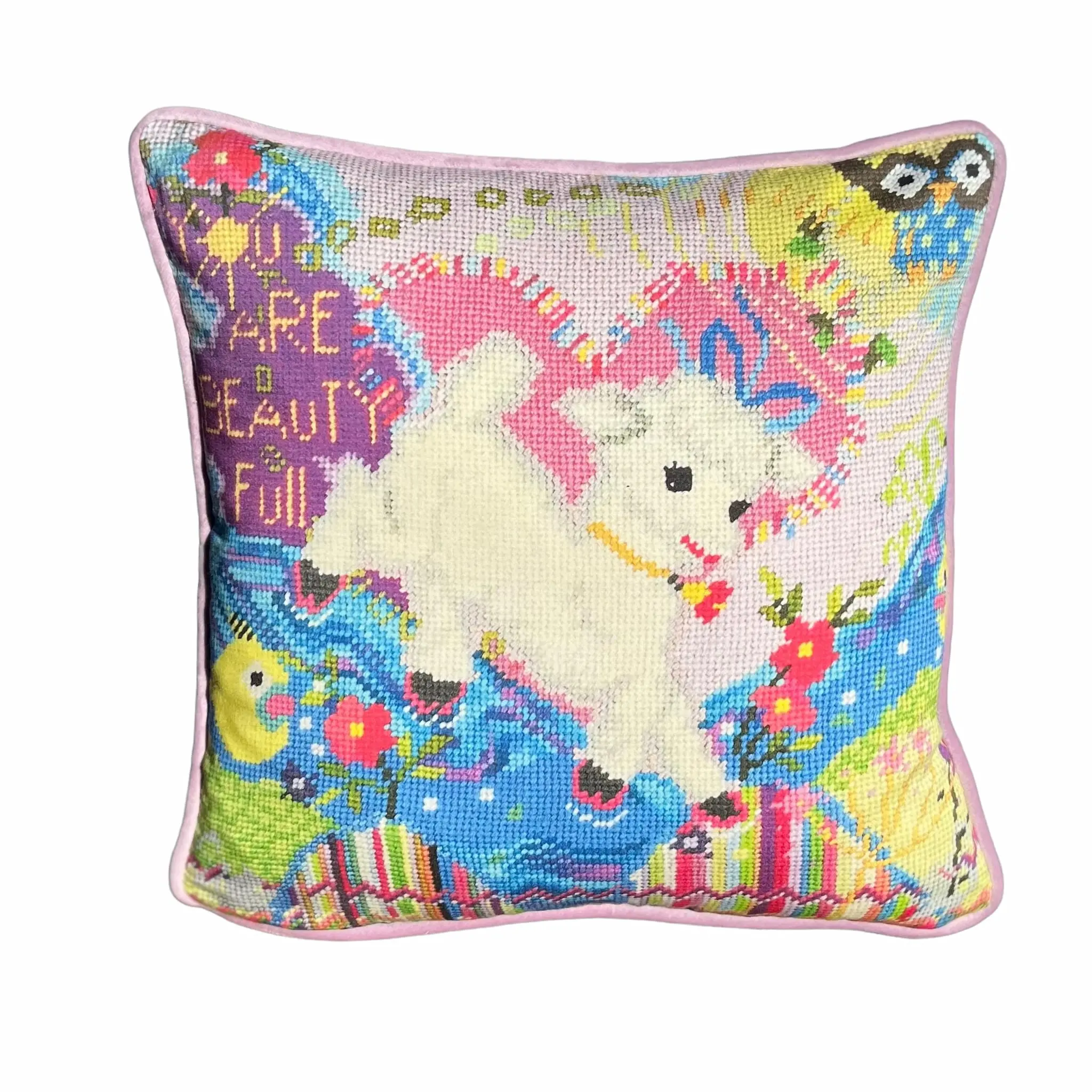 Mommani Threads Organic Cotton Sateen YOU ARE BEAUTY FULL Feather Down Pillow