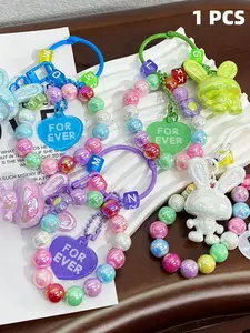 Acrylic Rabbit Keychain, Cute Cartoon Design, Personalized Backpack Accessory, Car Key Chain, Bag Pendant, Graduation Gift