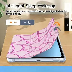 For Ipad Case for Apple for ipad Protective Case Pink Spider Web Suitable for for Ipad9 Protective Case 2021 Side Sticker Tablet Case Ipad10. 2-Inch Cartoon Air5 with Pen Slot 12. 9 for apple 2020 Transparent Case Anti-Drop Pro11/Air4Th/Air5Th10. 9Inch/7/