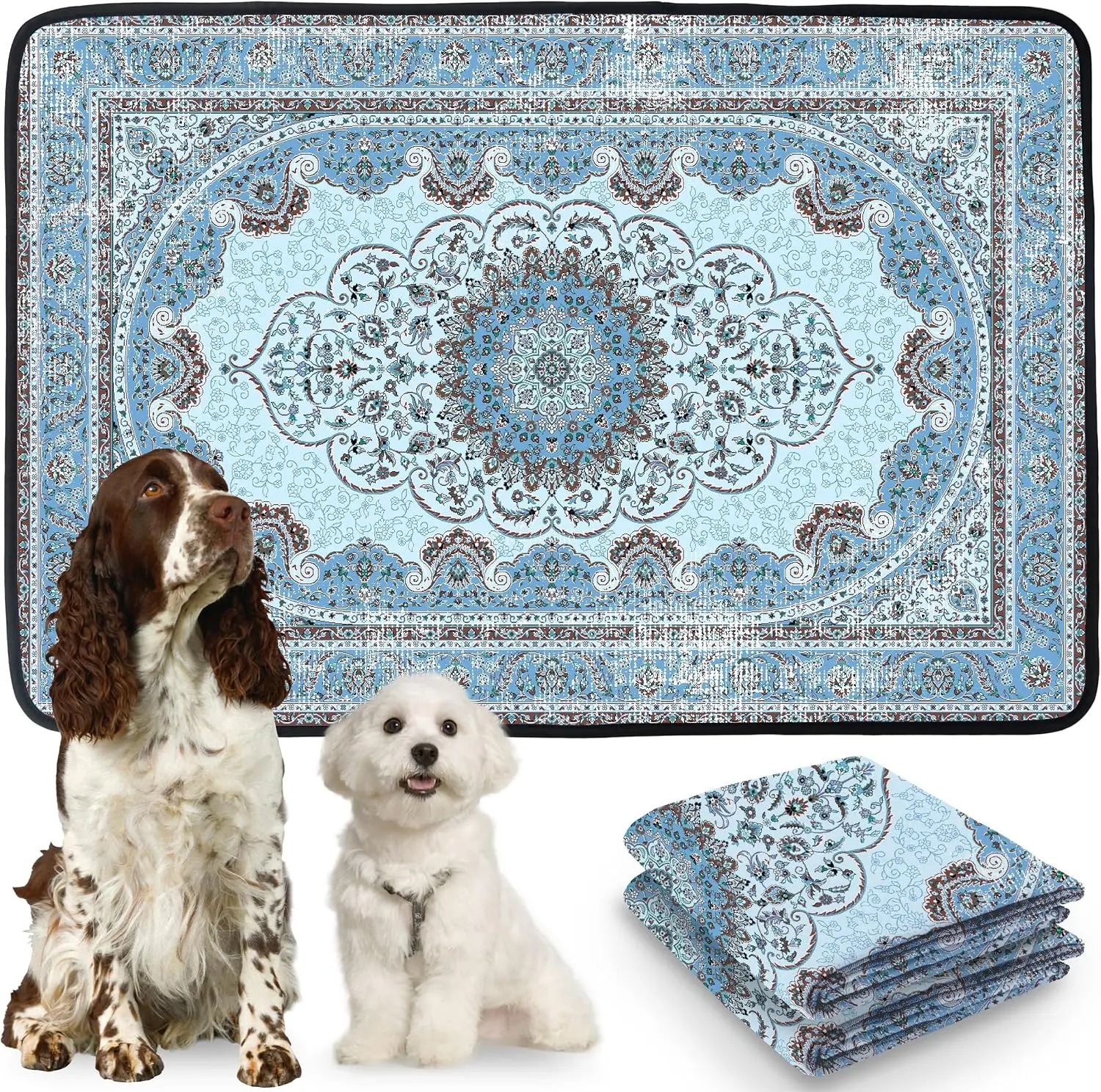 PatiencET Washable Dog Pee Pad - Super Absorbent Leakproof Reusable Mat with Non-Slip Bottom for Puppy Potty Training, Whelping, Crate, Green (1 Pc)