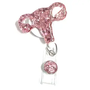 Uterus Badge Reel, Retractable Swivel Alligator Clip, 2”