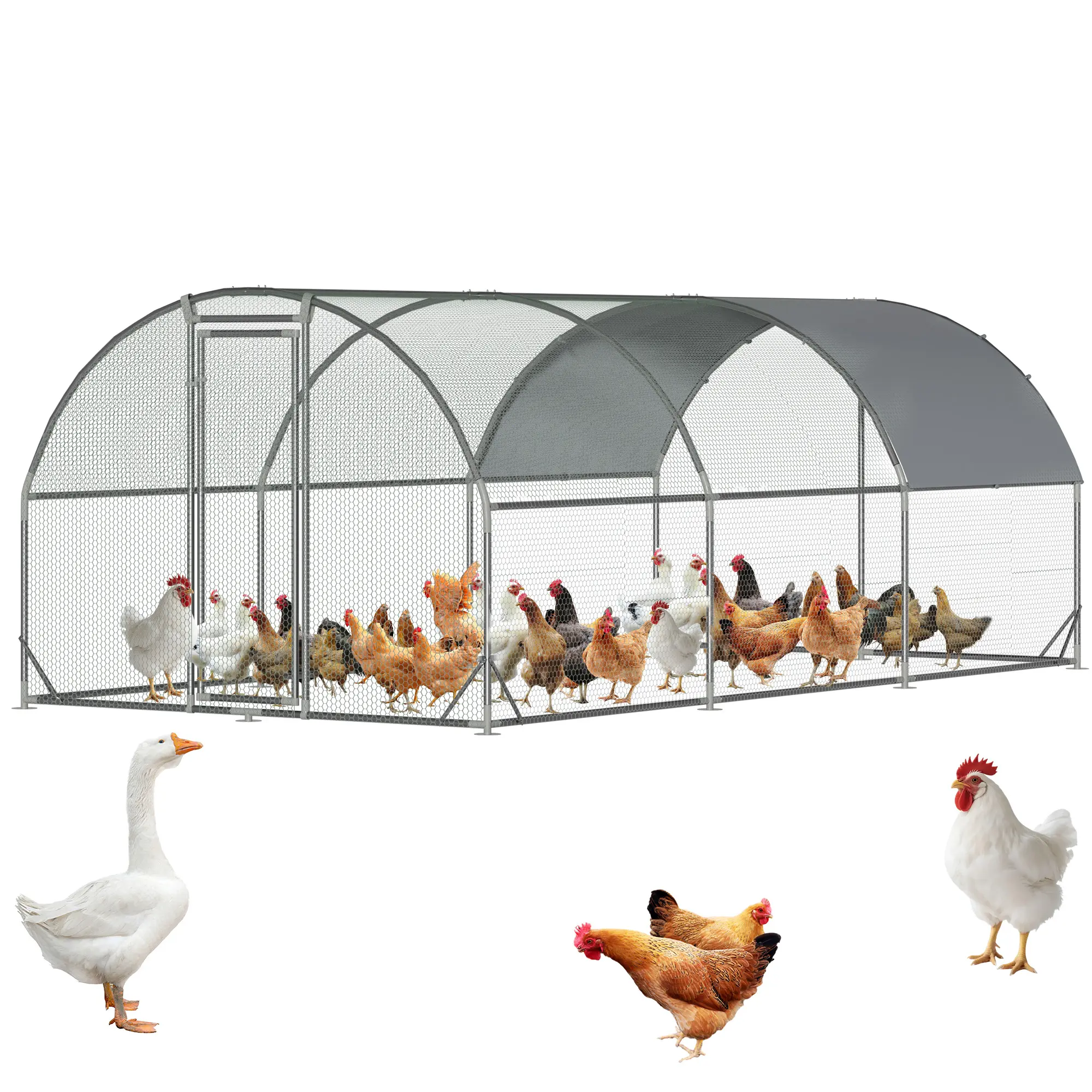 SOLVYA Large Metal Chicken Coop Dome Roof, Chicken Pen with Water-Resident and Anti-UV Cover, Chicken Duck Rabbit Outdoor