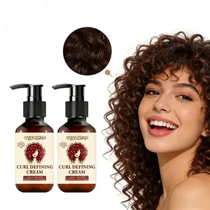 2 bottles 100ml curly hair styling cream, Curly hair products, curly hair care cream, suitable for black perm, dirty braid styling, moisturizing styling cream containing castor oil, firmness and elasticity, suitable for wavy and curly hair