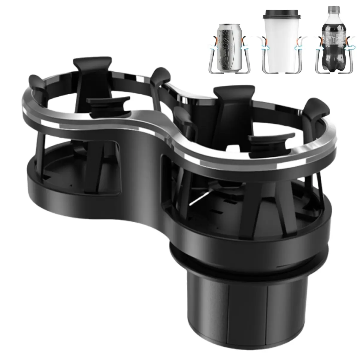 2 in 1 Car Cup Holder Adapter Extender - Anti-Slip Expandable Car Console Organizer, Multifunctional Organizer for 2.15"-3.15" (10-46oz) Large Water Bottles, Fits Yeti Hydroflask, Universal Interior Accessory, Multifunctional Car Organizer