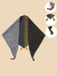 Unisex 100% Pure Wool Chicken Shape Triangle Knit Shawl, Fall & Winter Warm Animal Fake Collar Striped Plaid Color Block Scarf