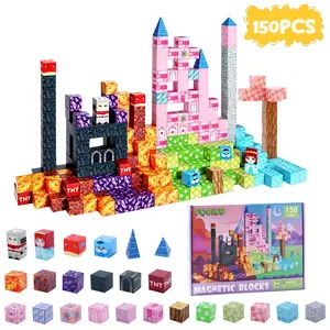 150PCS Magnetic Building Blocks Set, Creative Castle Construction Minecraft-Inspired STEM Toys for Kids, Birthday Gift Mothersdaygift, Sensory Stuff, Kids Toys for Boys & Girls Ages 3+