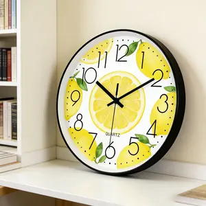 Silent Lemon Wall Clock, Modern Minimalist Design for Dining Room, Home Silent Art Clock, Creative Decorative Clock, No Tick-Tick Sound, Digital Clock